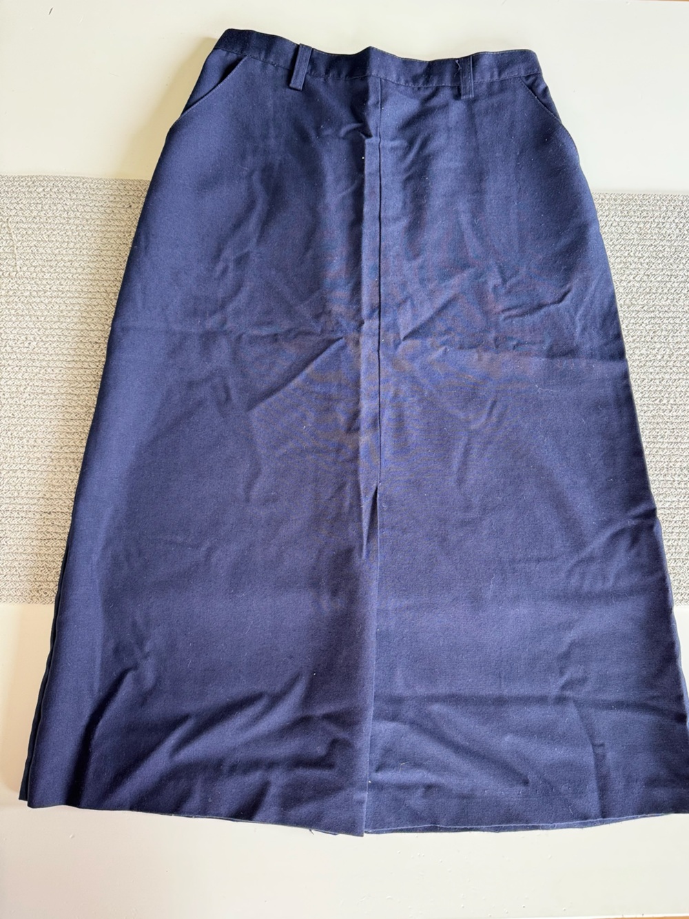 Vintage Navy Blue Uniform Style Midi Pencil Skirt Union Made